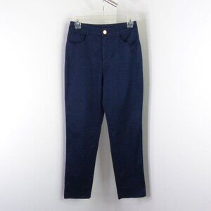 St. John Sport Marie Gray Women's 2 Navy Straight Tapered Cotton Polyamide Pants